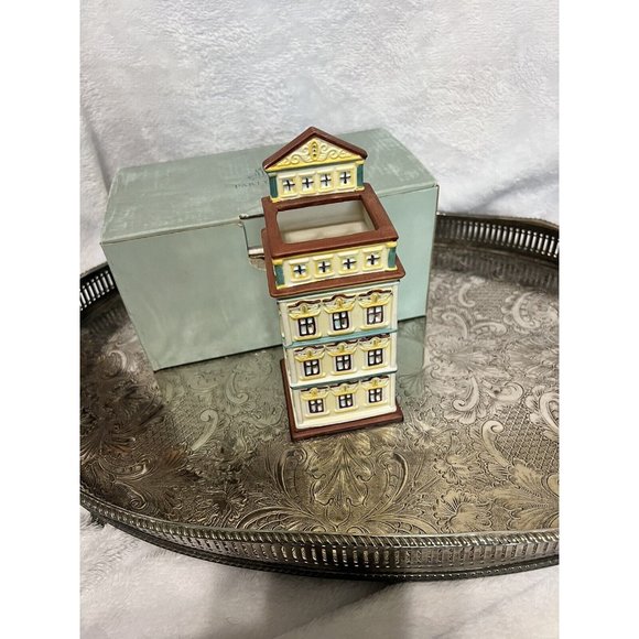 NIB! PartyLite Cafe Amsterdam Tealight House 2 Pc P8275 Hand Painted Porcelain - Picture 6 of 8